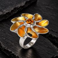 Rose Silver Ring made in Sterling Silver with Citrine, White Topaz or Blue Topaz - view 5