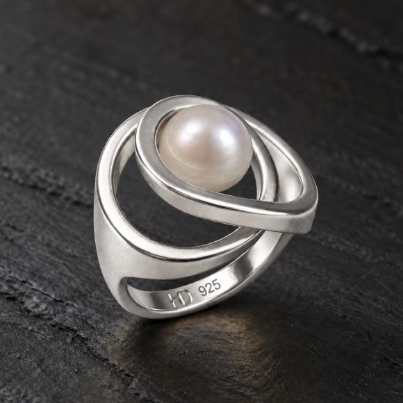 Silver Pearl Infinity Ring made in Sterling Silver with Pearl