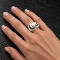 Silver Pearl Infinity Ring made in Sterling Silver with Pearl - view 2