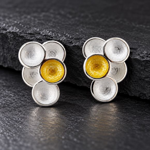 Cascading Grape Stud Earrings made in Sterling Silver - view 4