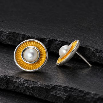 Dunes Stud Pearl Earrings made in Sterling Silver with Pearl - view 3