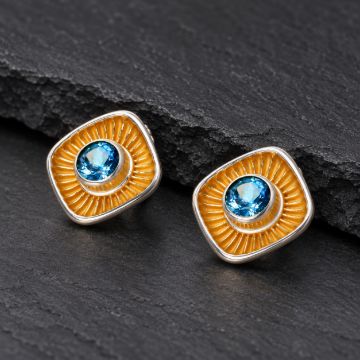 Dunes Stud Silver Earrings made in Sterling Silver - view 2