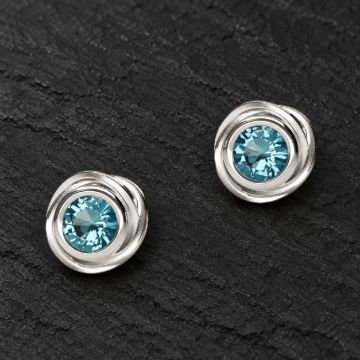 Rose Stud Silver Earrings made in Sterling Silver - view 2