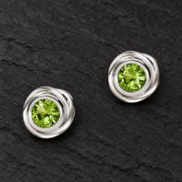 Rose Stud Silver Earrings made in Sterling Silver - view 3