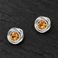 Rose Stud Silver Earrings made in Sterling Silver - view 4