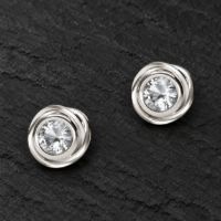 Rose Stud Silver Earrings made in Sterling Silver - view 5