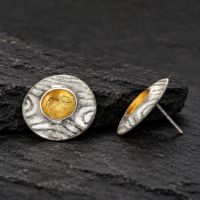 Volcano Stud Silver Earrings made in Sterling Silver - view 4