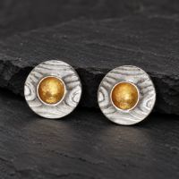 Volcano Stud Silver Earrings made in Sterling Silver - view 5
