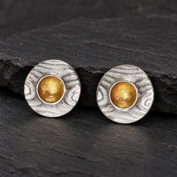 Volcano Stud Silver Earrings made in Sterling Silver - view 5