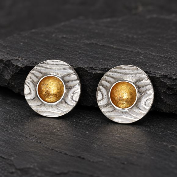 Volcano Stud Silver Earrings made in Sterling Silver - view 5