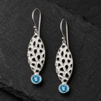 Serengeti Blue Topaz Earrings made in Sterling Silver with Blue Topaz - view 3