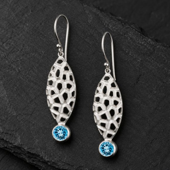 Serengeti Blue Topaz Earrings made in Sterling Silver with Blue Topaz - view 3
