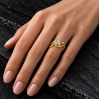 18K Gold Flame Diamond Ring made in 18K Gold with Diamond - view 2