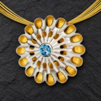 Daisy Silver Necklace made in Sterling Silver with Citrine, White Topaz or Blue Topaz - view 3