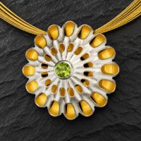 Daisy Silver Necklace made in Sterling Silver with Citrine, White Topaz or Blue Topaz - view 4