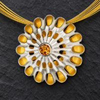 Daisy Silver Necklace made in Sterling Silver with Citrine, White Topaz or Blue Topaz - view 5