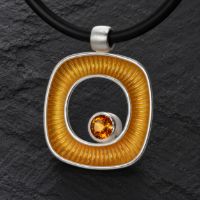 Dunes Silver Necklace made in Sterling Silver with Citrine, White Topaz or Blue Topaz - view 4