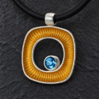 Dunes Silver Necklace made in Sterling Silver with Citrine, White Topaz or Blue Topaz - view 3