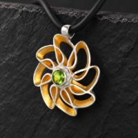 Rose Silver Necklace made in Sterling Silver with Citrine, White Topaz or Blue Topaz - view 5
