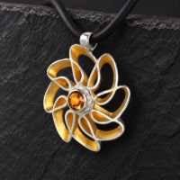 Rose Silver Necklace made in Sterling Silver with Citrine, White Topaz or Blue Topaz - view 6