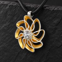 Rose Silver Necklace made in Sterling Silver with Citrine, White Topaz or Blue Topaz - view 7