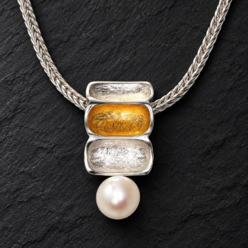 Bamboo Pearl Pendant made in Sterling Silver with Pearl - view 4