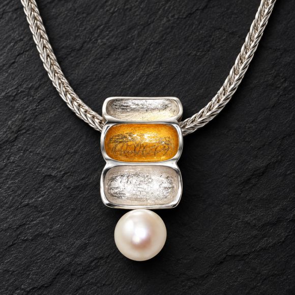 Bamboo Pearl Pendant made in Sterling Silver with Pearl - view 4