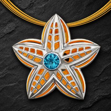 Star Silver Necklace made in Sterling Silver with Blue Topaz - view 4