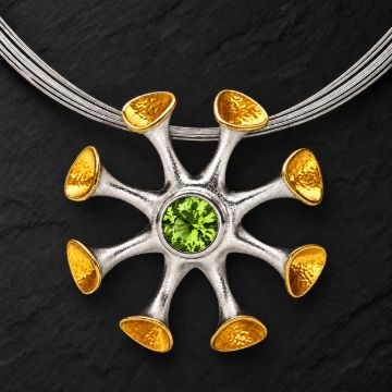 Nautilus Silver Necklace made in Sterling Silver with Citrine, White Topaz or Blue Topaz - view 4