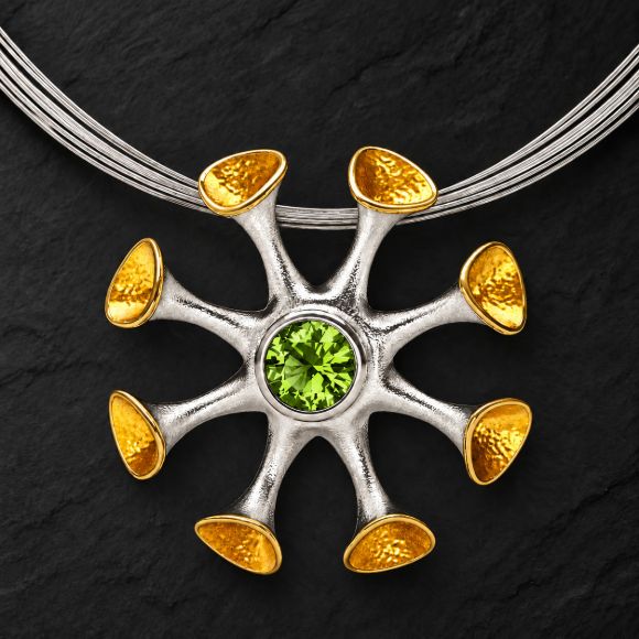 Nautilus Silver Necklace made in Sterling Silver with Citrine, White Topaz or Blue Topaz - view 4