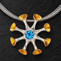 Nautilus Silver Necklace made in Sterling Silver with Citrine, White Topaz or Blue Topaz - view 5