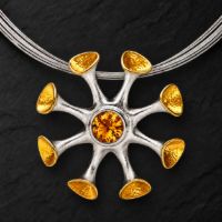 Nautilus Silver Necklace made in Sterling Silver with Citrine, White Topaz or Blue Topaz - view 3