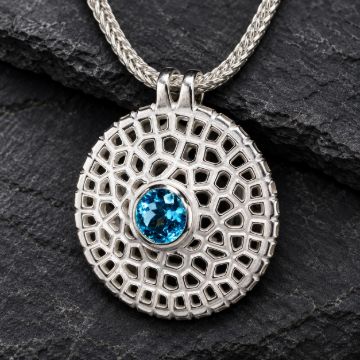 Serengeti Silver Necklace made in Sterling Silver with Citrine, White Topaz or Blue Topaz - view 3
