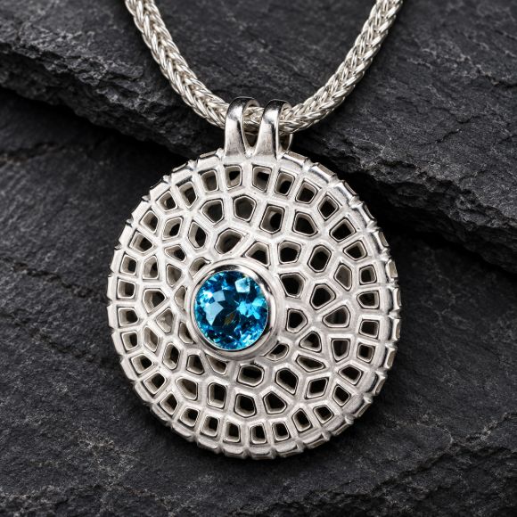 Serengeti Silver Necklace made in Sterling Silver with Citrine, White Topaz or Blue Topaz - view 3