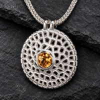 Serengeti Silver Necklace made in Sterling Silver with Citrine, White Topaz or Blue Topaz - view 4