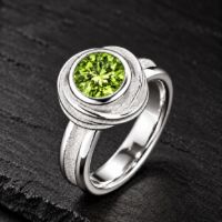 Sterling Silver Rose Gemstone Ring made in Sterling Silver with Peridot or Citrine - view 4